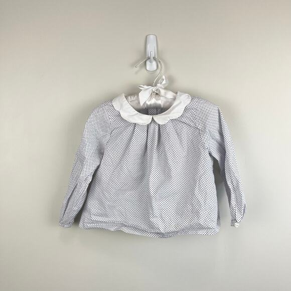 Jacadi Paris Girls Polka Dot Blouse 18 Months - Picture 1 of 5